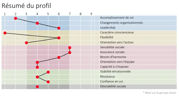 Un exemple de résultat du test de bilan de compétence